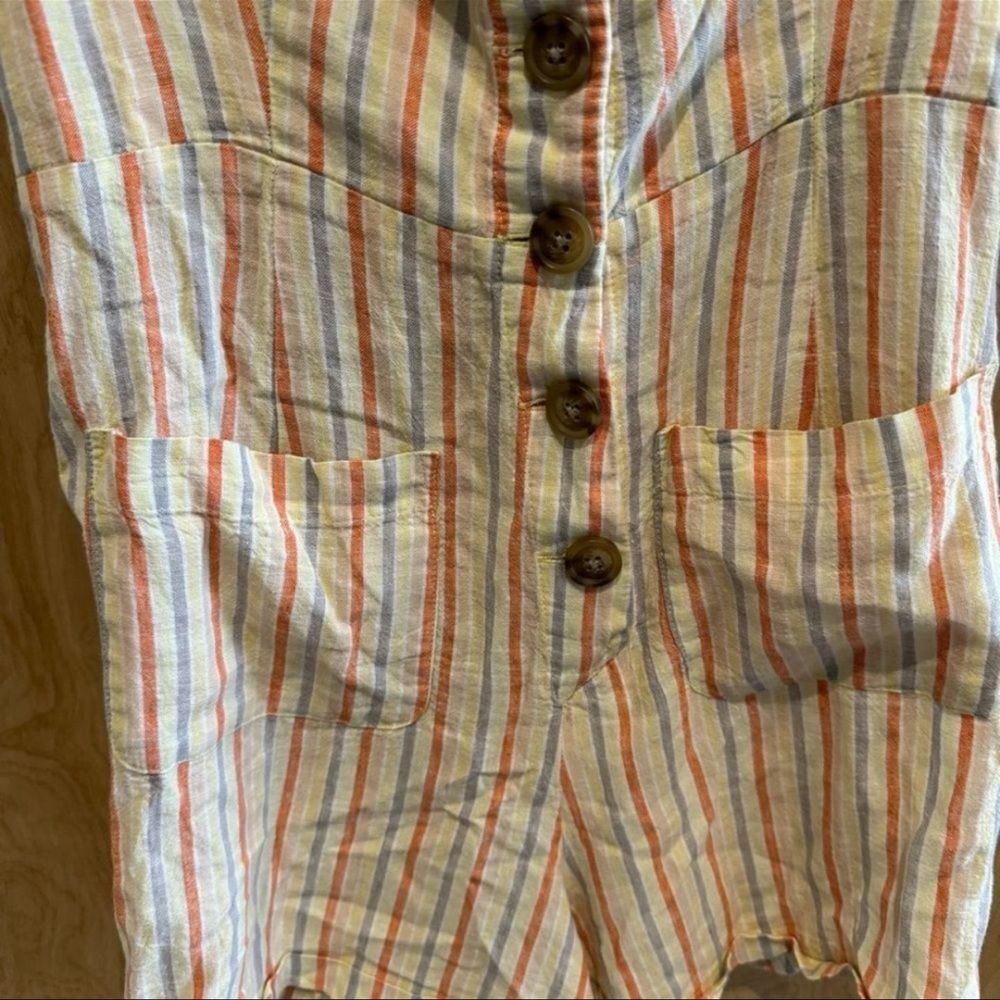 Urban Outfitters Striped Button-Front Romper | Size S | Linen Blend - Picture 4 of 6
